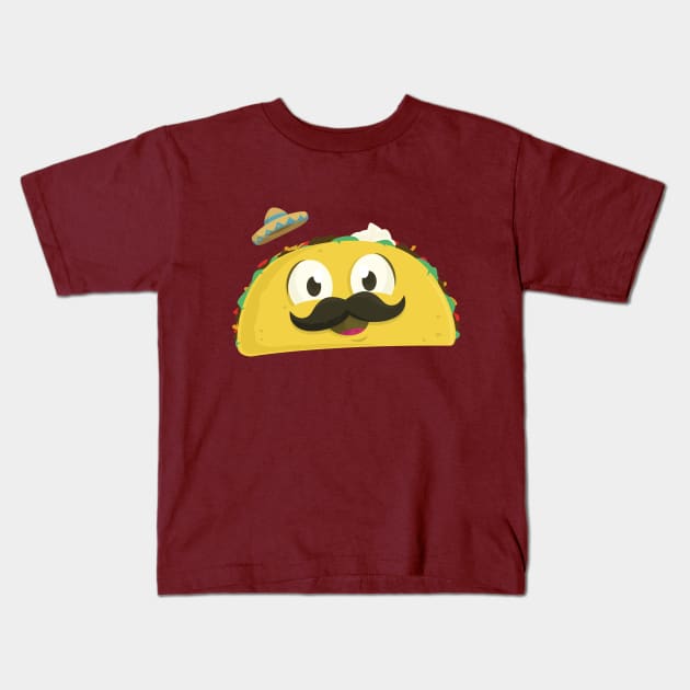 Taco Stache Kids T-Shirt by rachaelmarie